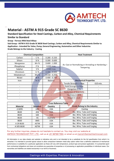 ASTM A 915 Grade SC 8630